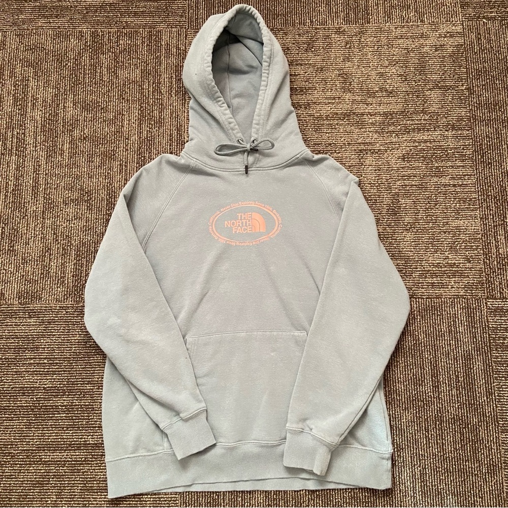 The North Face Gray Sweatshirt with Orange Logo